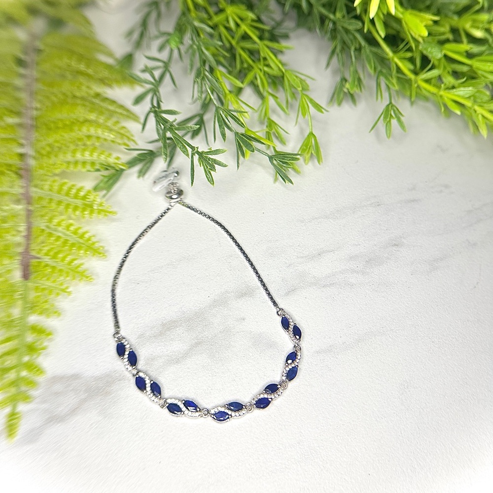 925 sterling silver and Natural Sapphire Bracelet - Picture 2 of 16